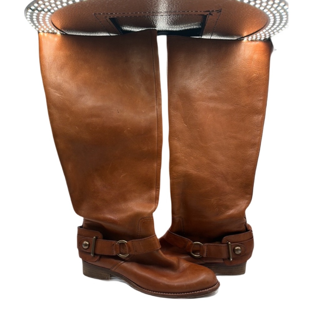 Coach Natalie‎ Sz 6 1/2 Cognac Brown Leather Riding Boots
